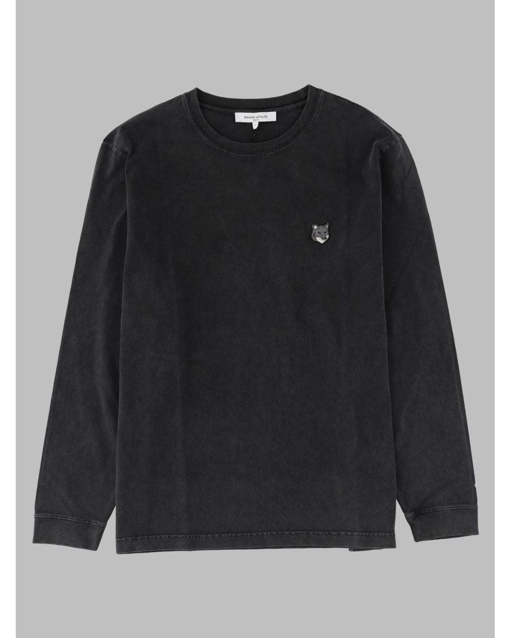 Maison Kitsuné Black T Shirt "Fox Head" A Manica Lunga