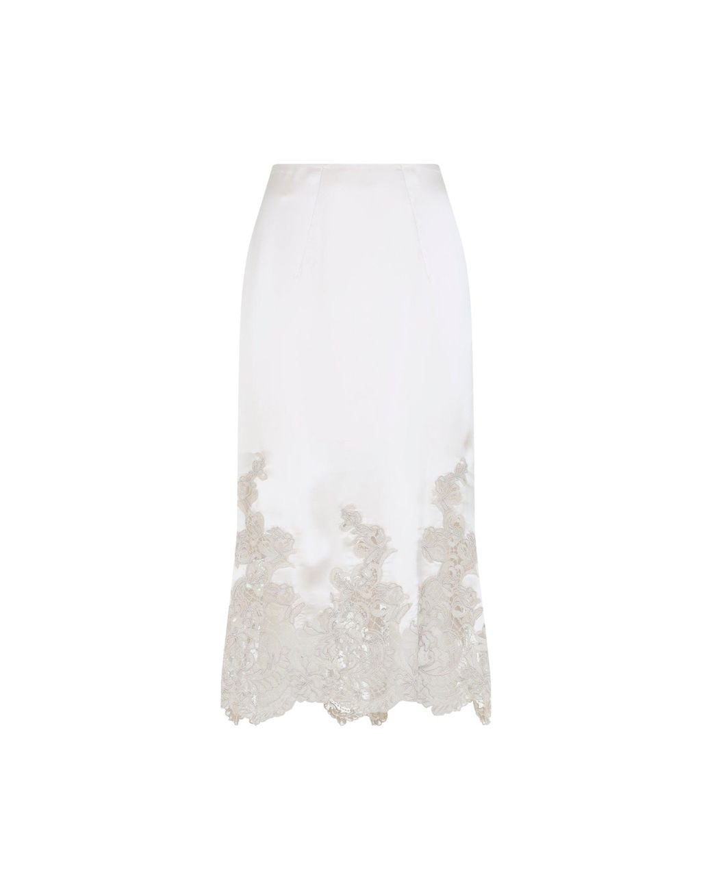 Ermanno Scervino White Nude Silk Midi Skirt
