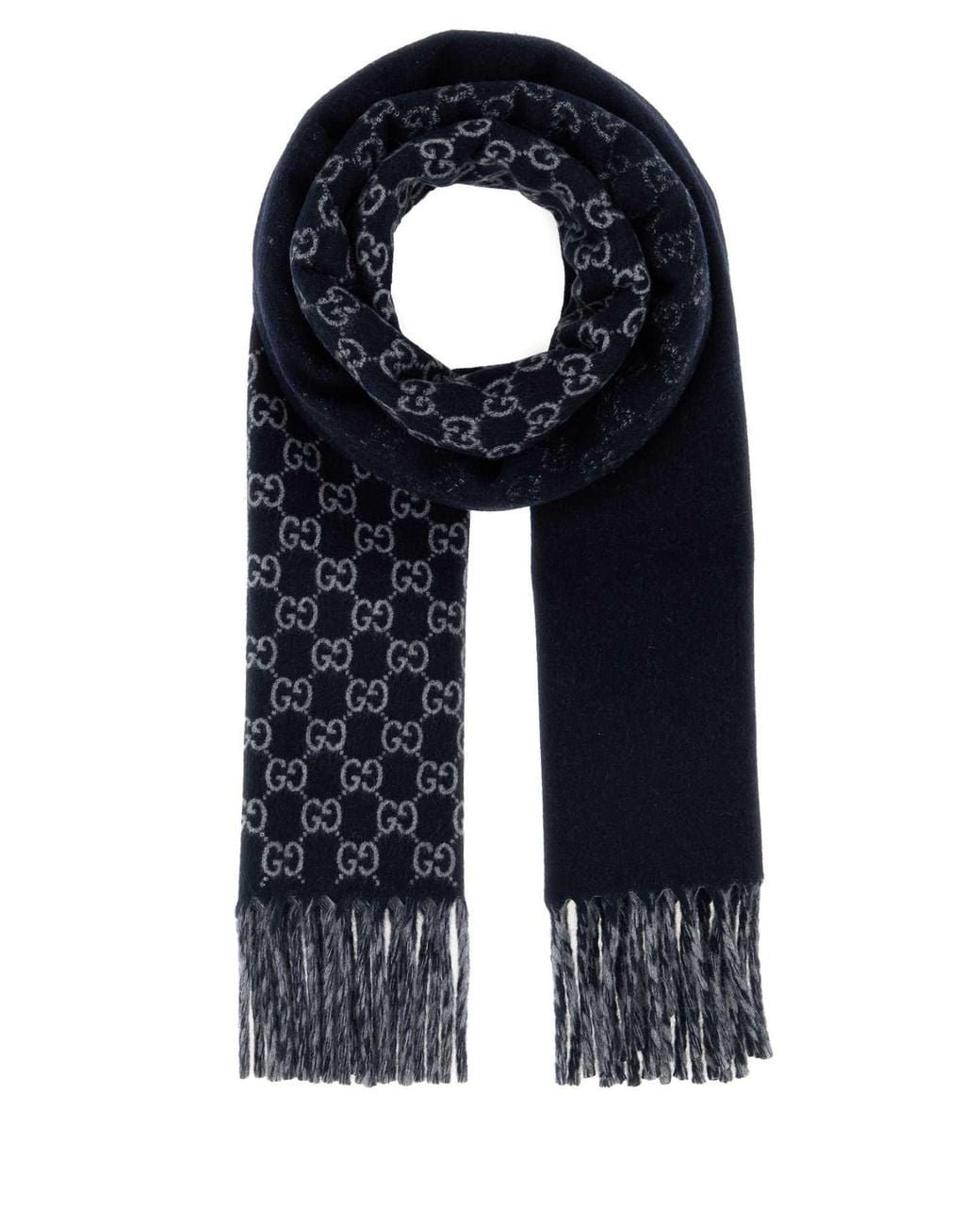 Gucci Blue Embroidered Wool Blend Scarf for men