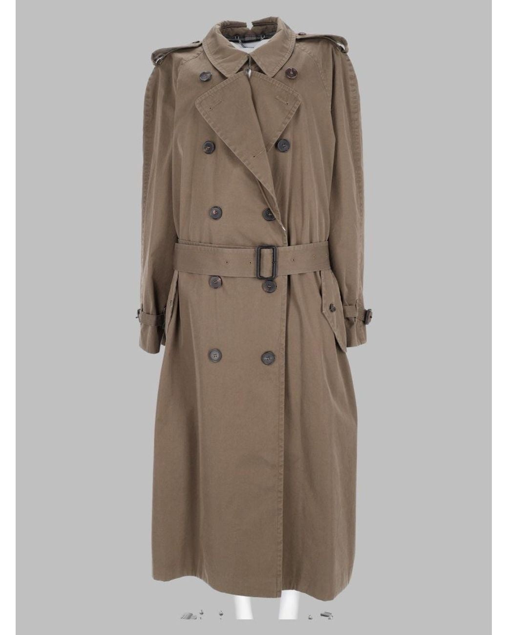 Maison Margiela Brown Cotton Trench Coat With Folded Collar