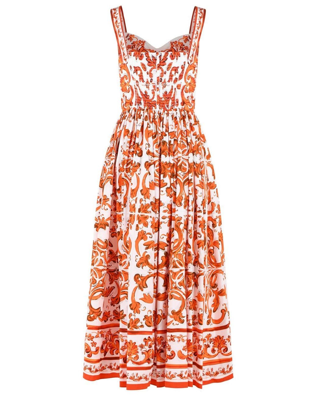 Dolce & Gabbana White Dolce & Gabbana 'Maiolica' And Cotton Maxi Dress