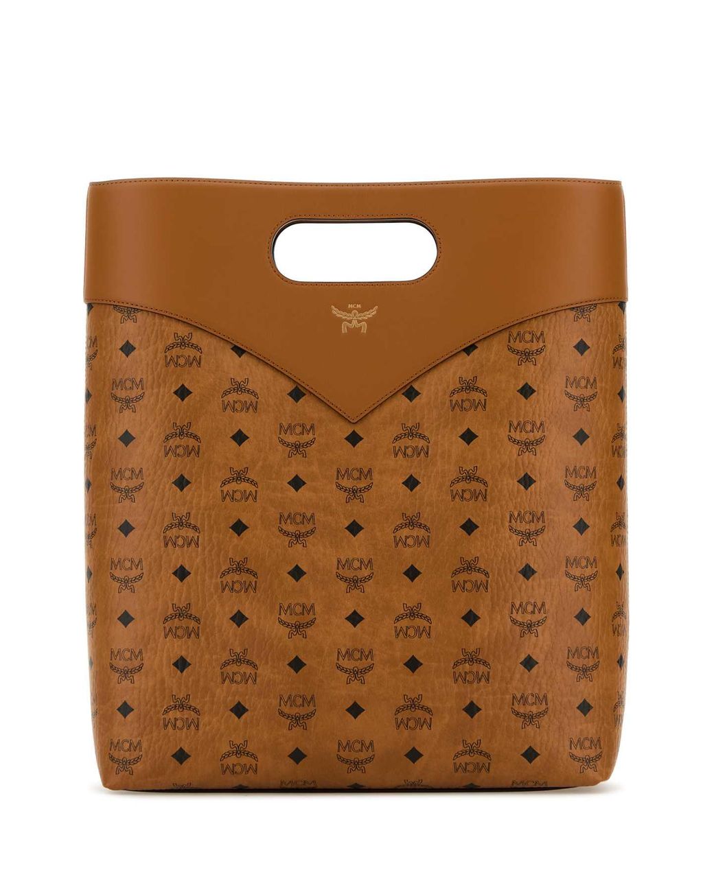 MCM Brown Vestos Print Leather Tote Bag for men