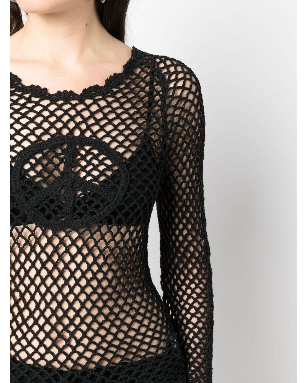 ERL Black Hand Crochet Peace Top Knit