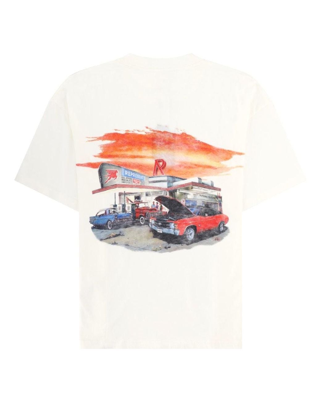 Represent White T Shirt Con Stampa "24 Hour Service"