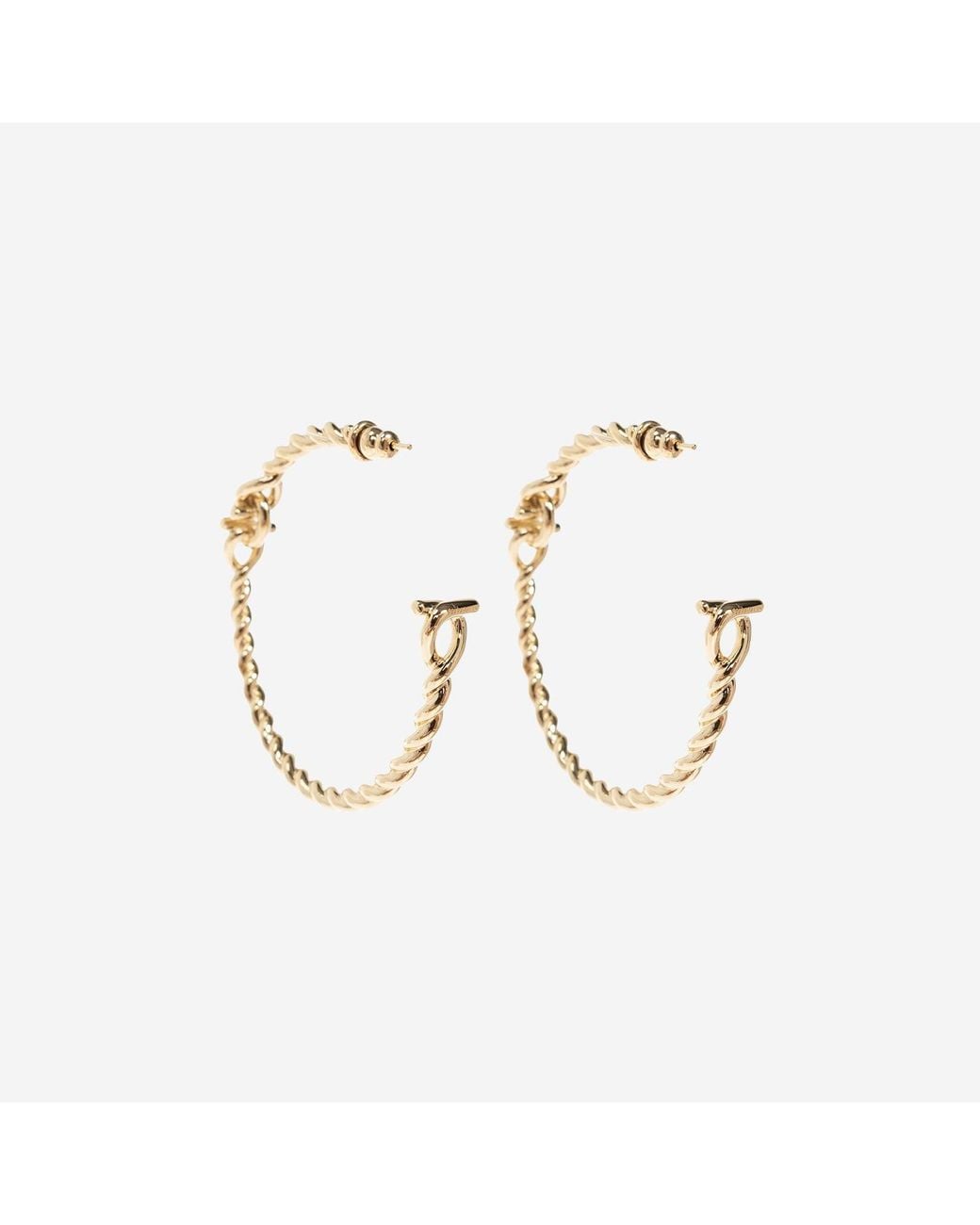 Ferragamo Metallic Brass Hook Earrings