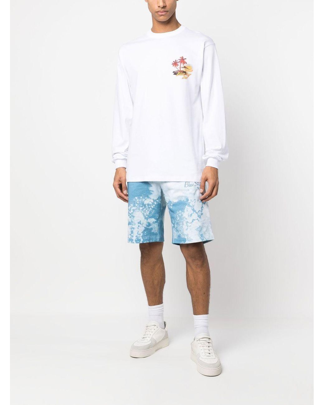 BLUE SKY INN White Logo Long Sleeve T-shirt for men