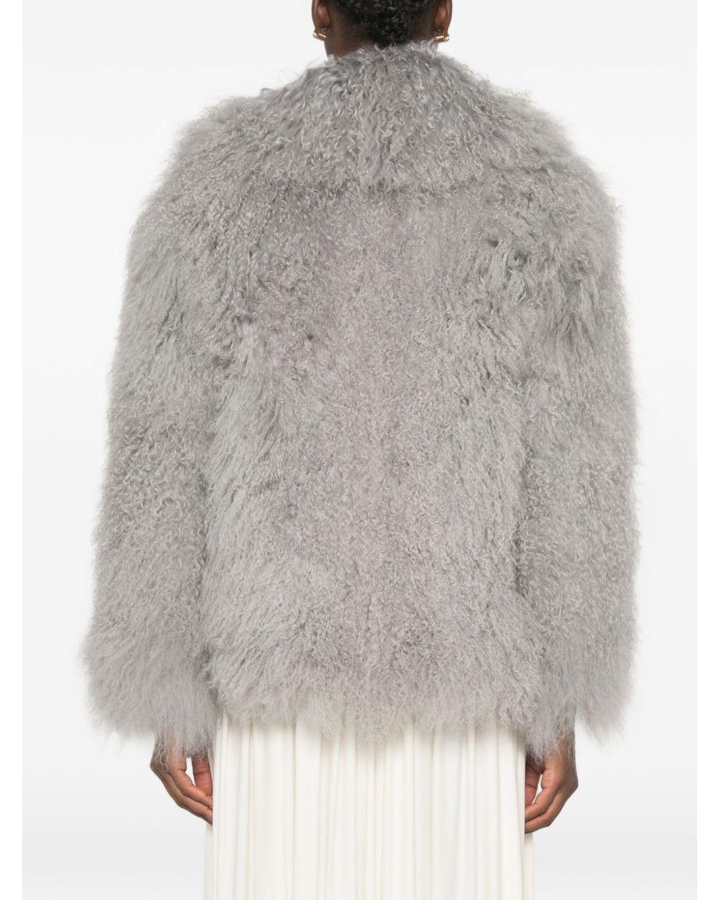 Martha Louis Gray Shearling Effect Jacket