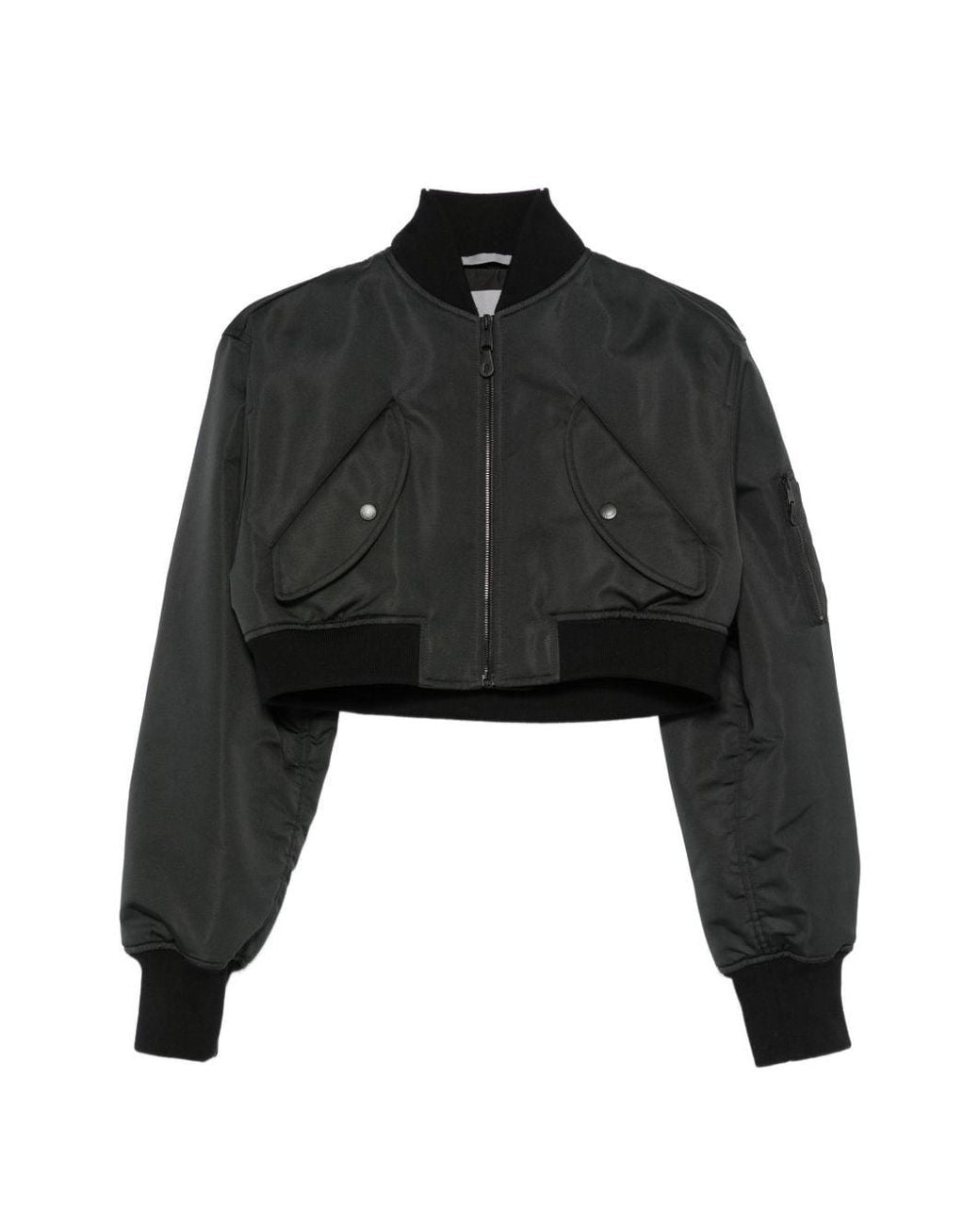 Balenciaga Black Cropped Bomber Jacket