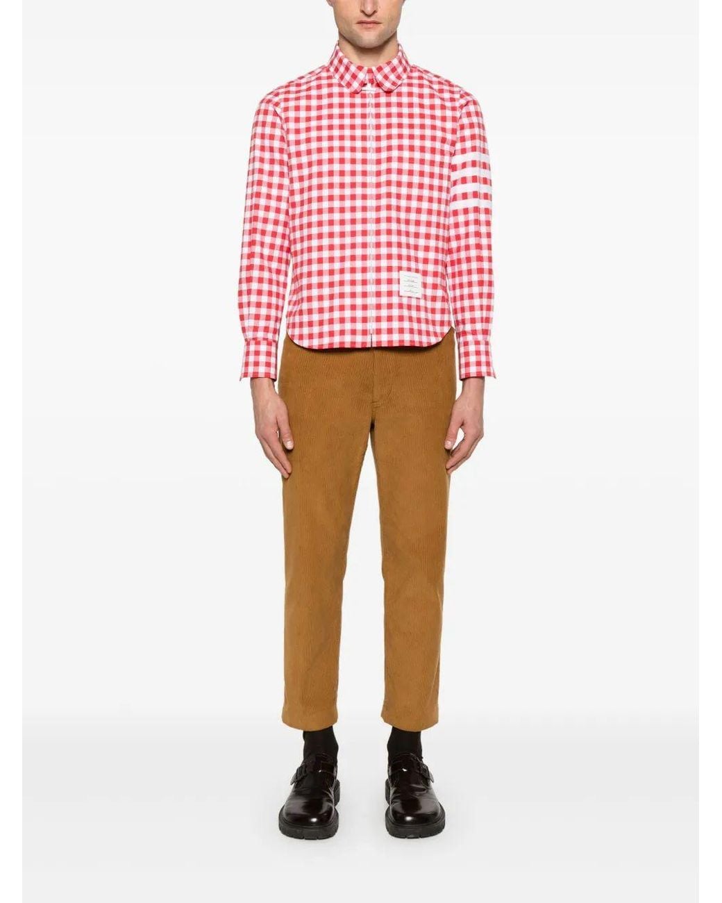 Thom Browne Red Rc Round Hem Zip Up Shirt W/ T Bar Puller for men