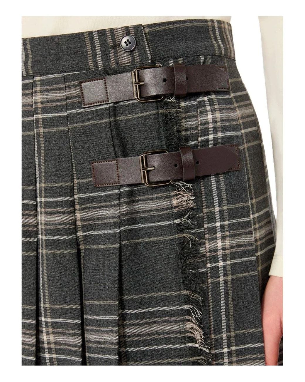 Weekend by Maxmara Gray Prisma Tartan Skirt