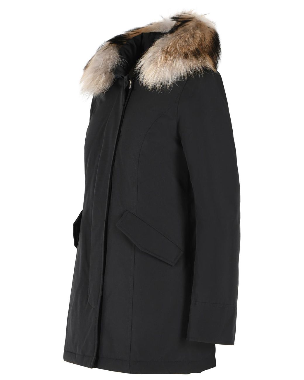 Woolrich Black 'Arctic Racoon' Cotton Blend Parka