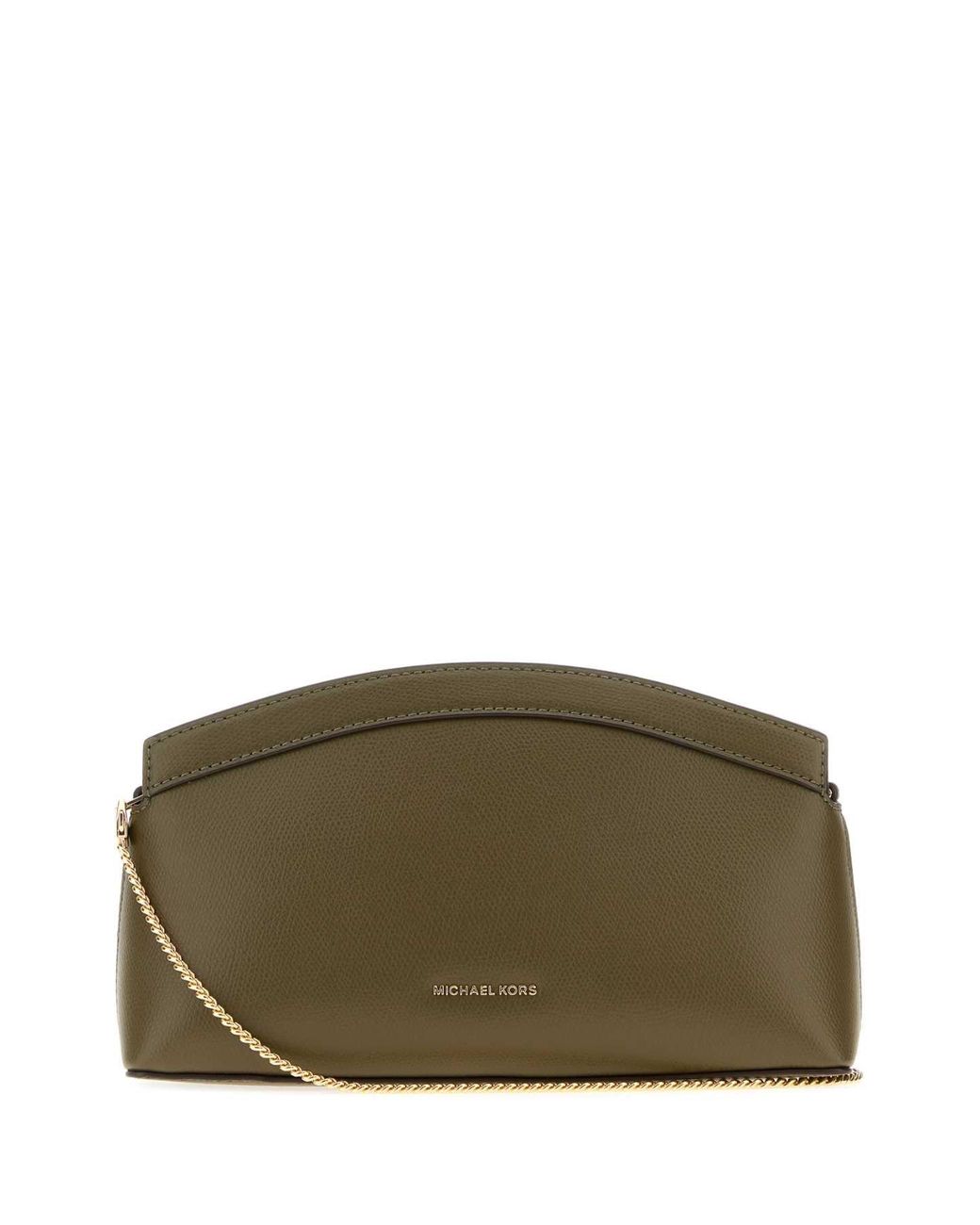 MICHAEL Michael Kors Green Small Athena Leather Clutch With Adjustable Shoulder Strap