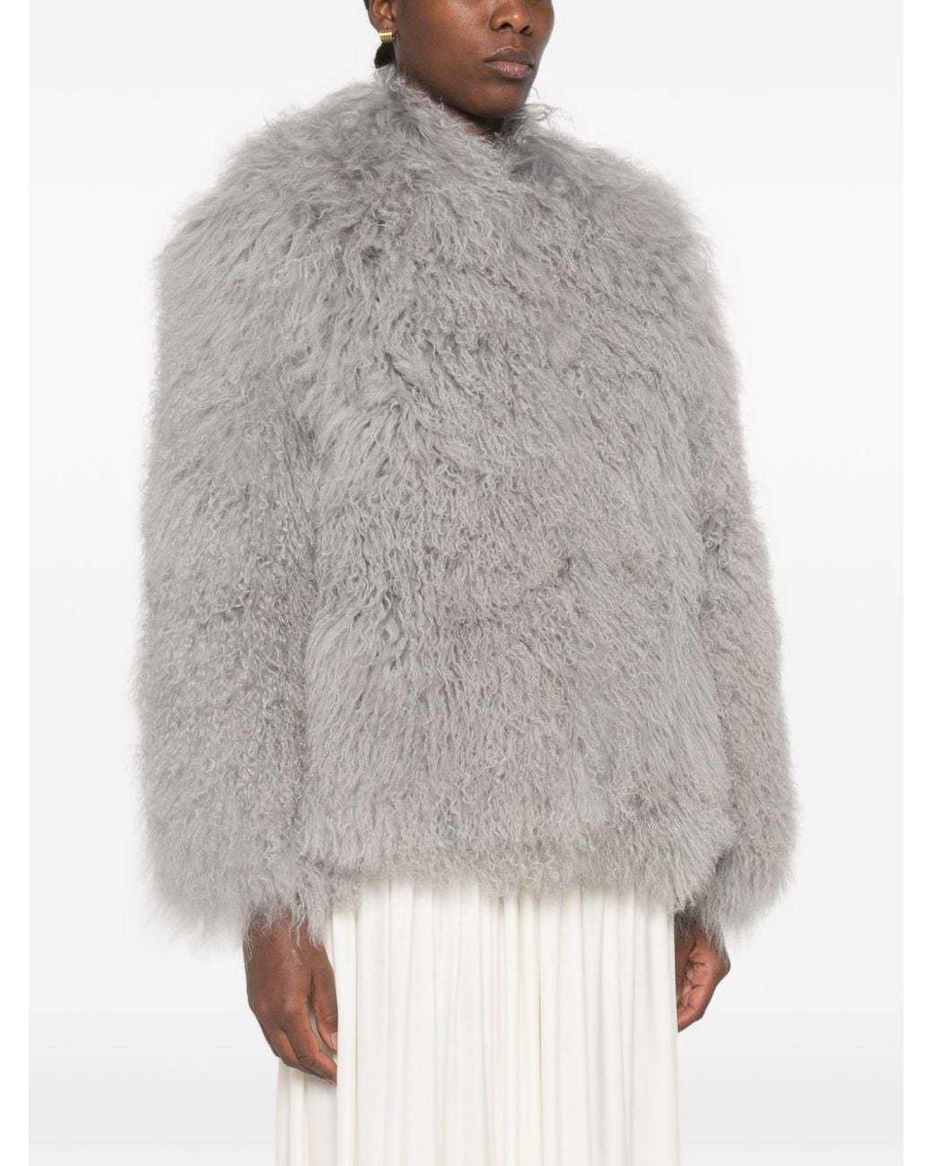 Martha Louis Gray Shearling Effect Jacket