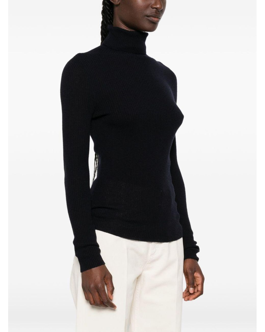 Fabiana Filippi Black Wool Turtle Neck Sweater