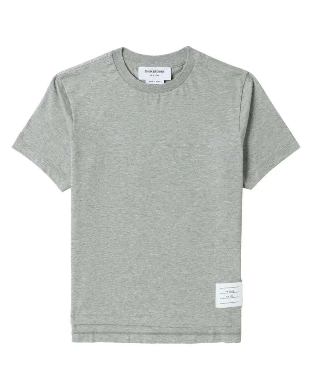 Thom Browne Gray Relaxed Fit Ss Tee With Side Slits