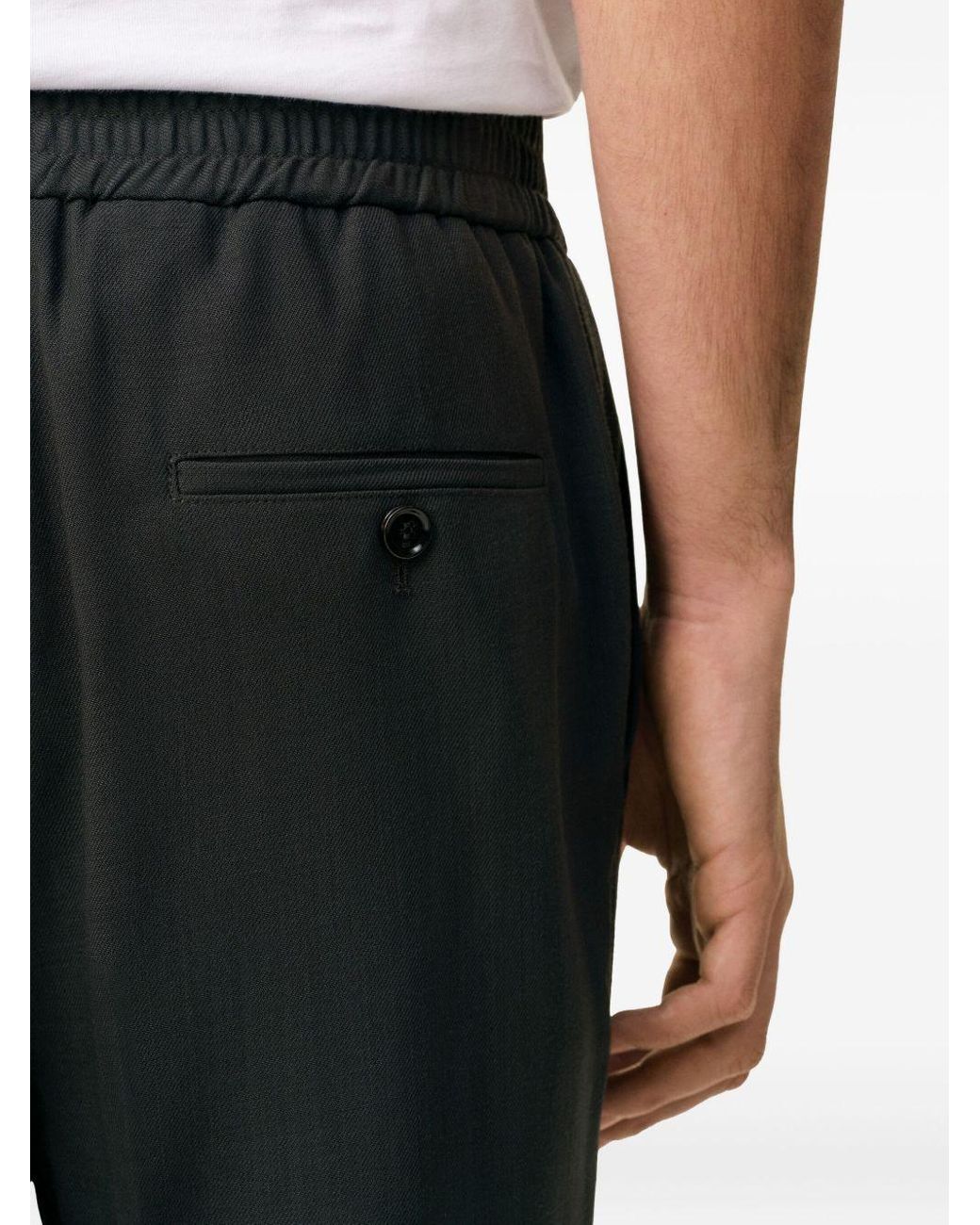 AMI Gray Elasticated-Waist Wool Trousers for men