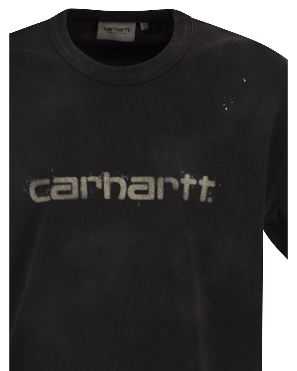 Carhartt Black Organic Cotton T-Shirt With Spray Effect Logo