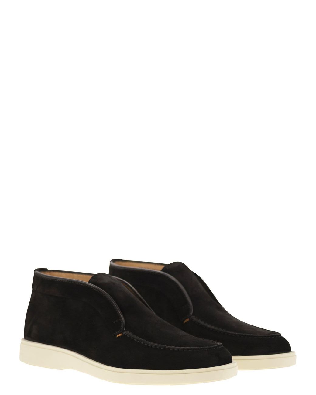 Santoni Black Suede Desert Boot for men