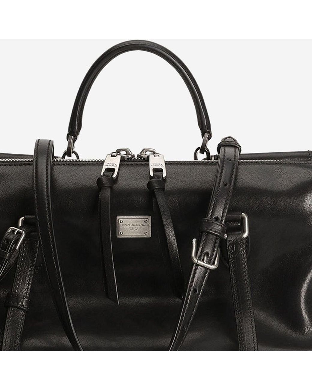 Dolce & Gabbana Black Vittoria Calfskin Leather Bag