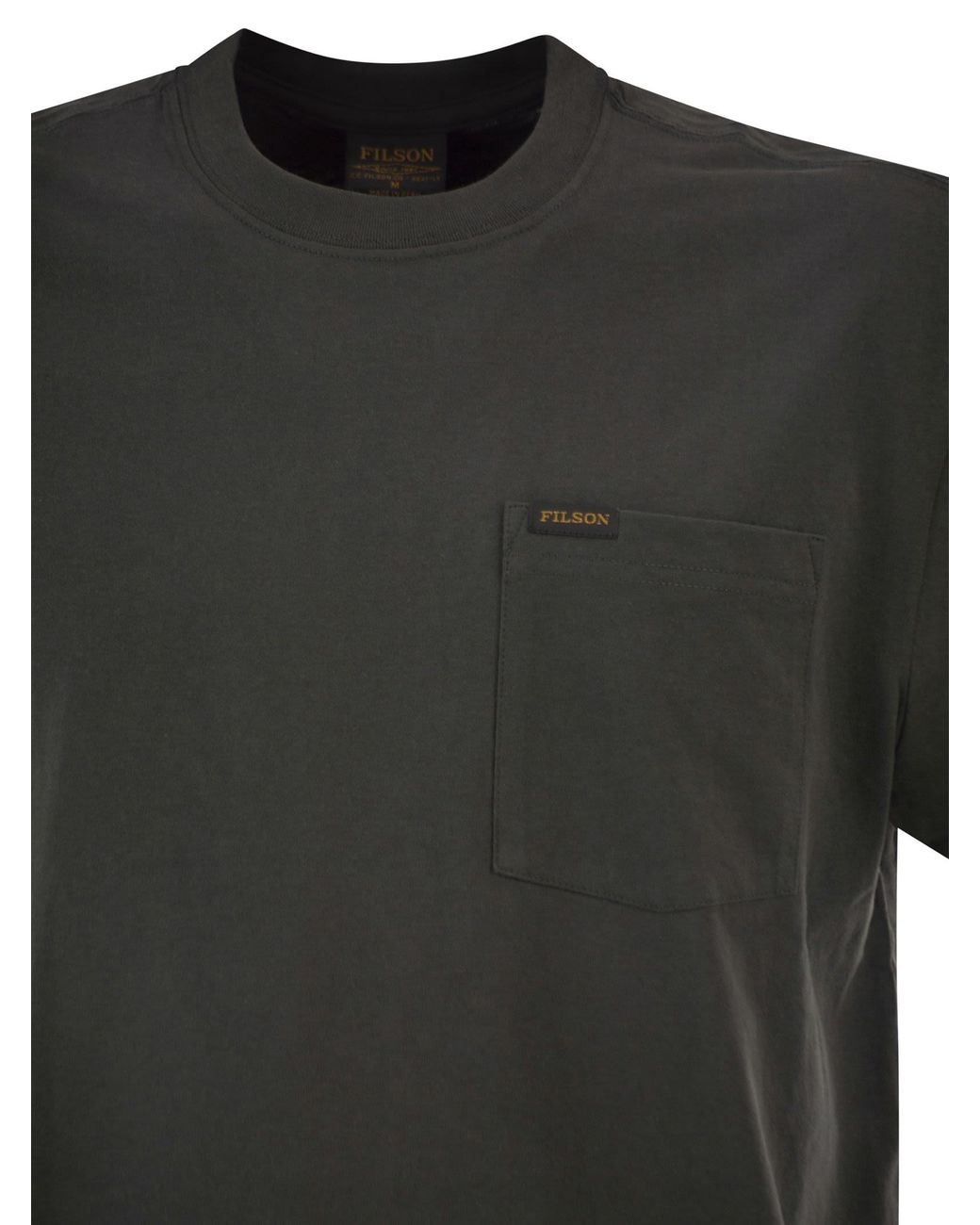 Filson Black Cotton T Shirt With Patch Pocket