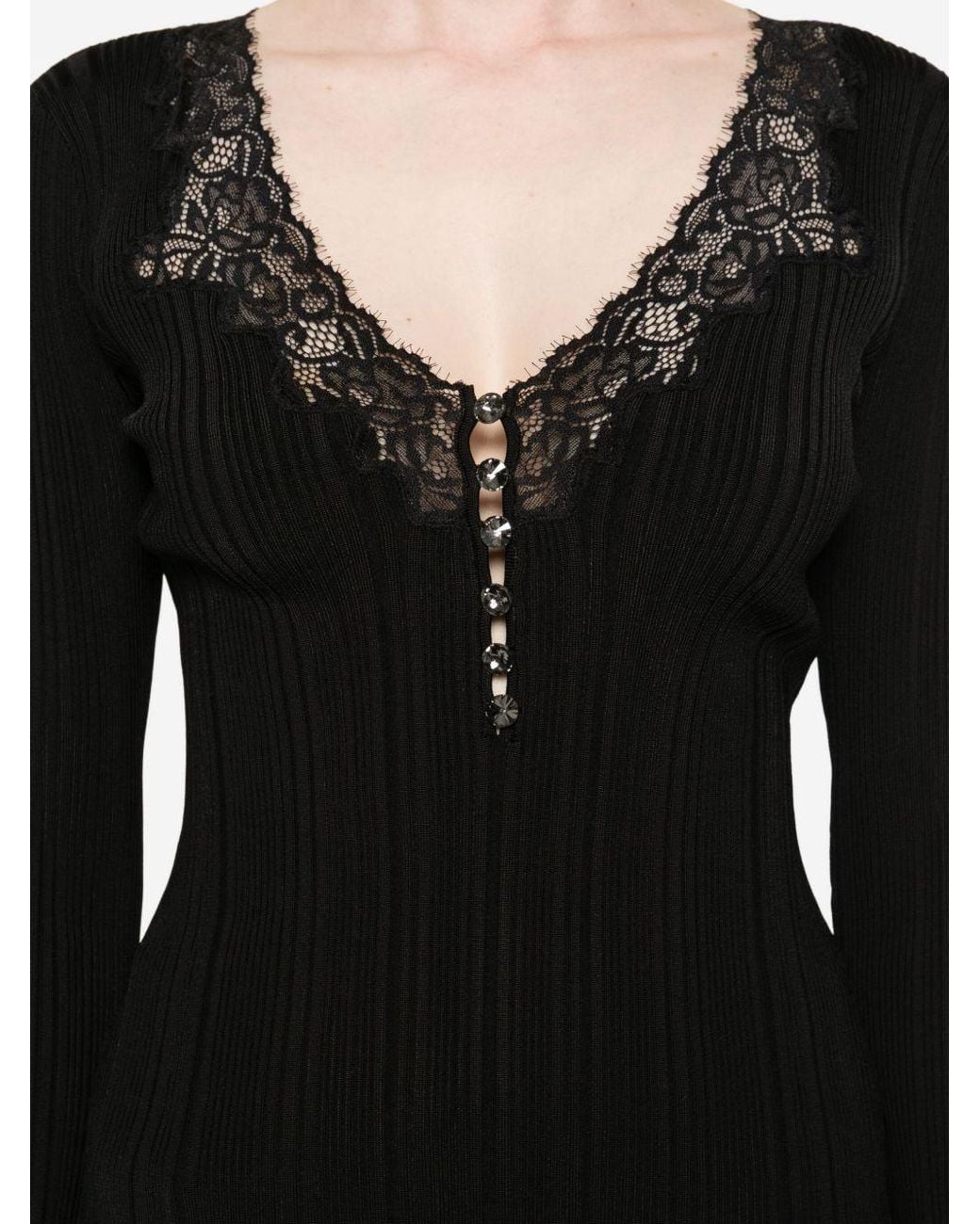 Self-Portrait Black Sweater With Lace