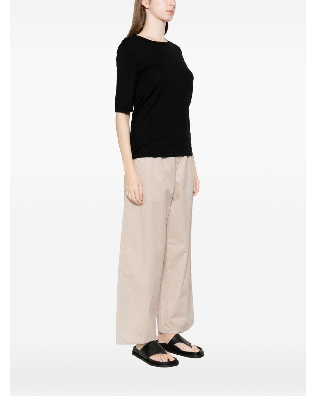 Soft Goat Black Short Sleeves Top