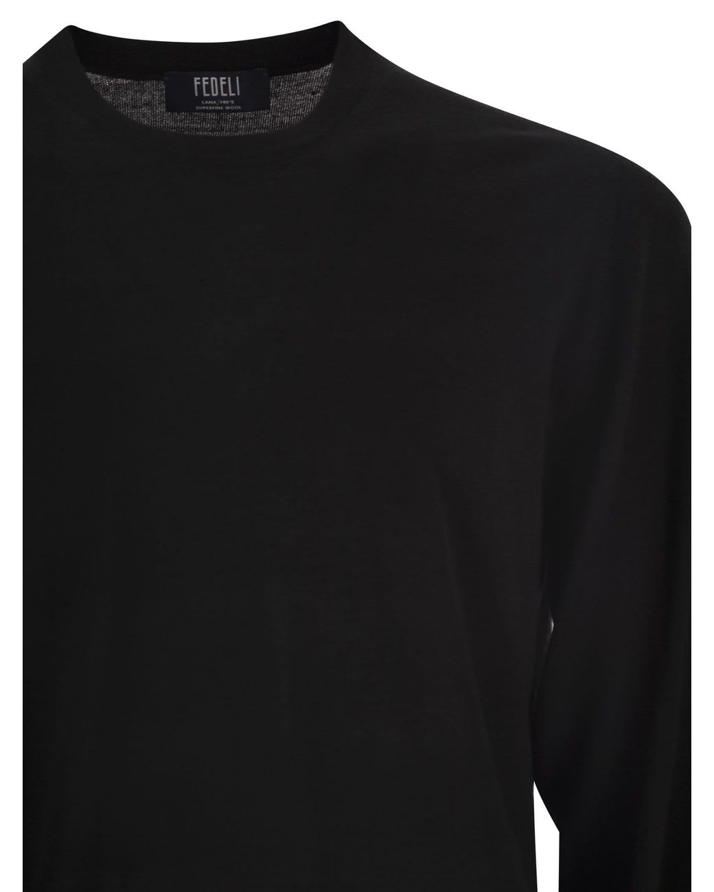 Fedeli Black Argentina Crew Neck Sweater for men
