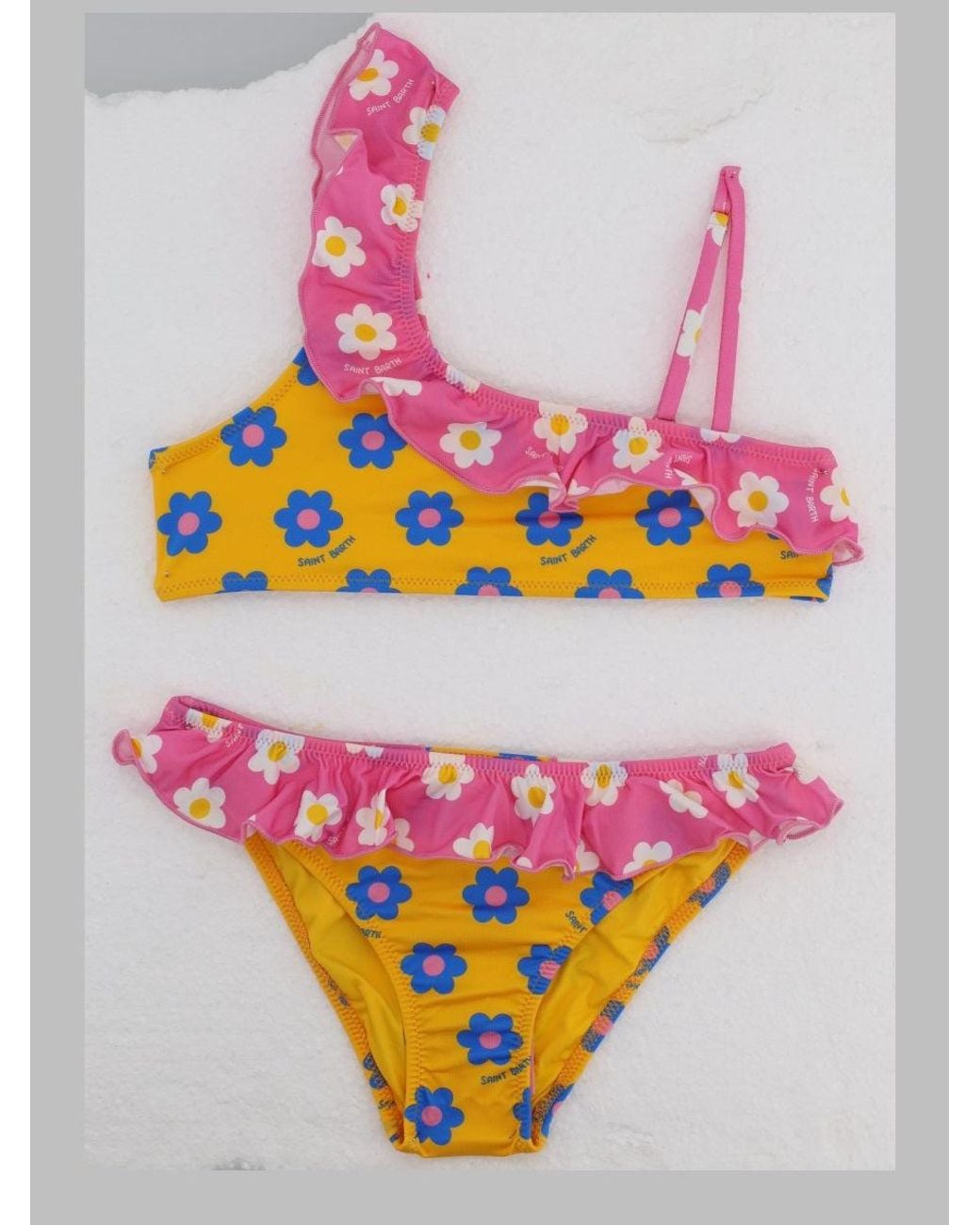Mc2 Saint Barth Pink Girls Mini Bikini Swimsuit With Stretch Fit