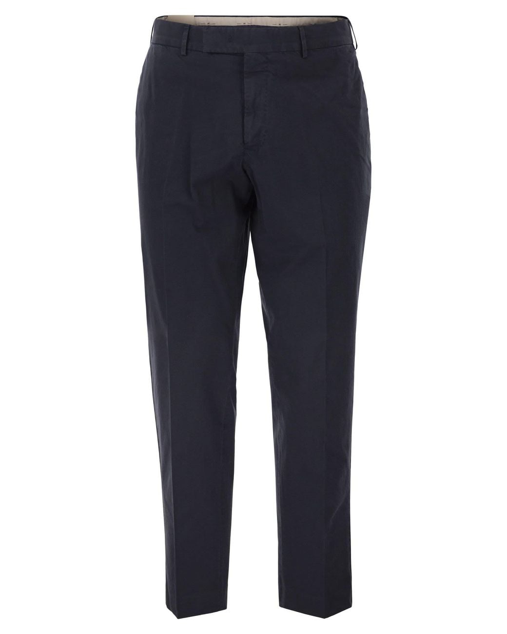 PT Torino Blue Stretch Cotton Tailored Trousers