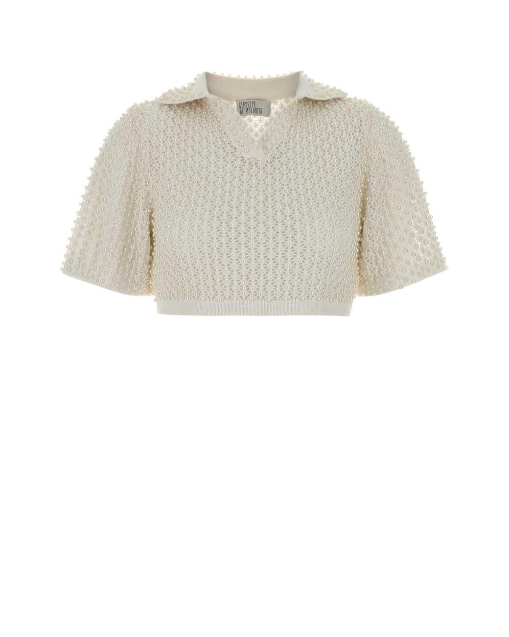 GIUSEPPE DI MORABITO White Crochet Polo Shirt