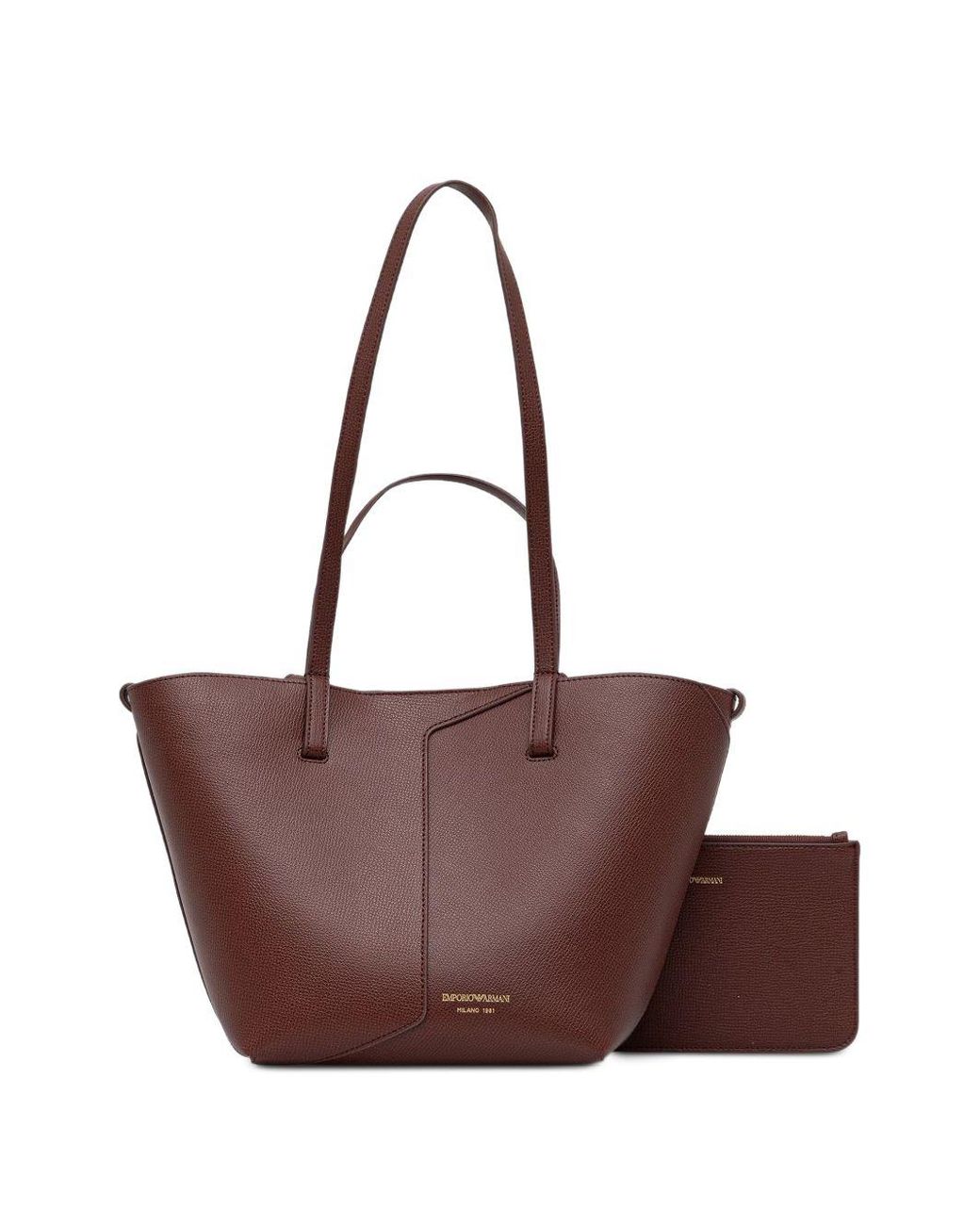 Emporio Armani Brown Small Leather Tote Bag