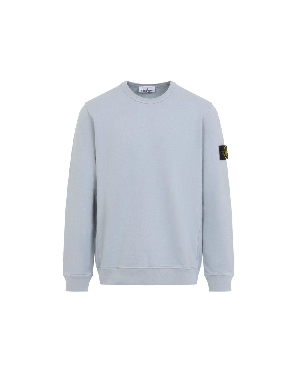 Stone Island Black Cotton Crew Neck Sweatshirt With Compass Badge for men