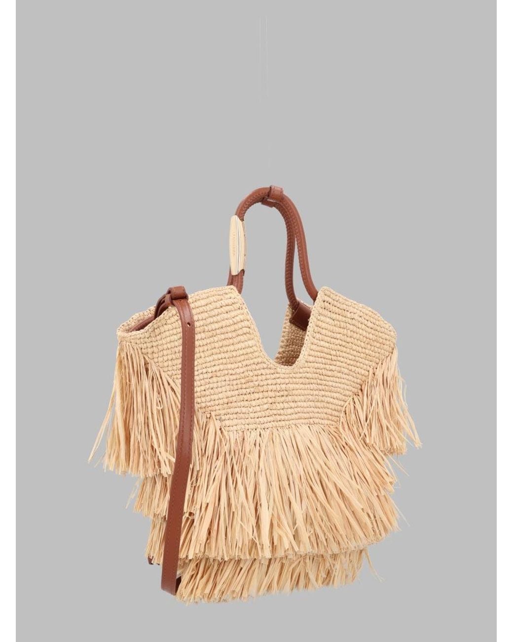 Zimmermann Natural Borsa Tote "Goldentime" Small Con Frange