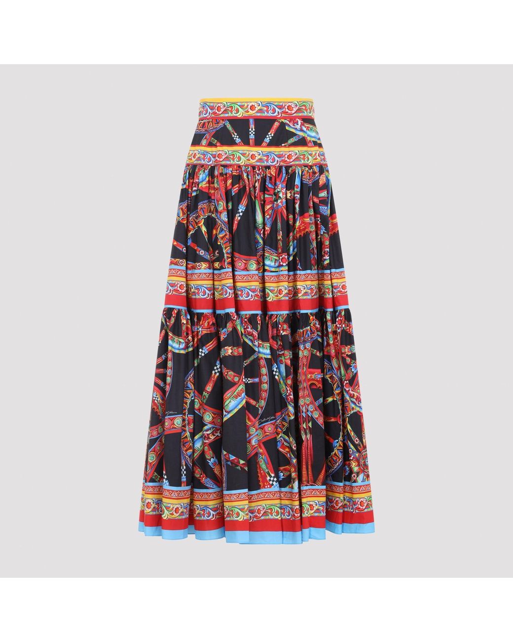Dolce & Gabbana Red Dolce & Gabbana Popeline Midi Carretto Skirt