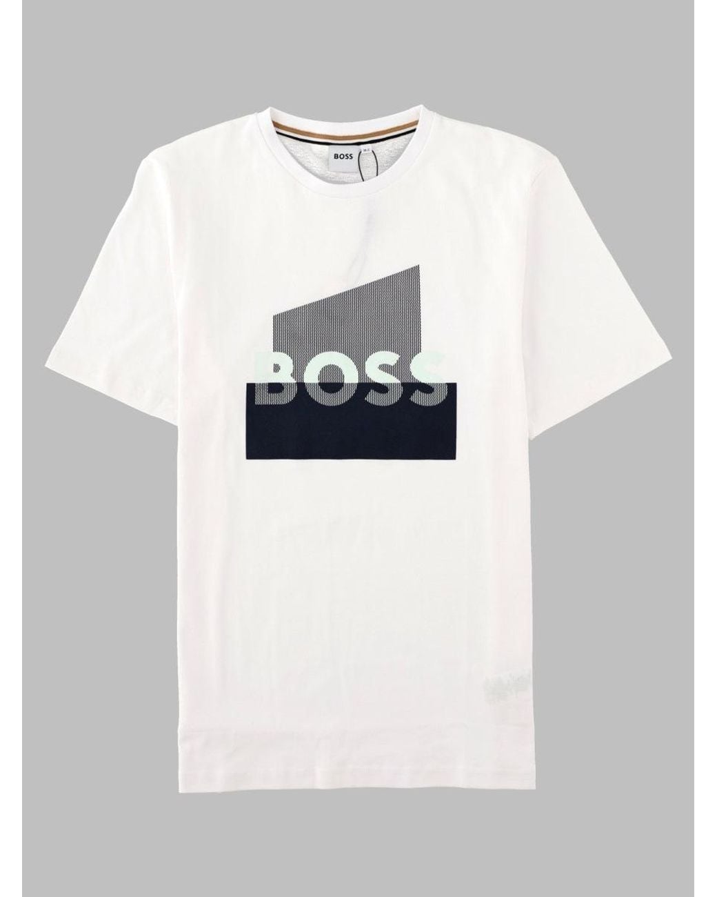 Boss White Boys 100% Cotton T-Shirt With Stretch Trim