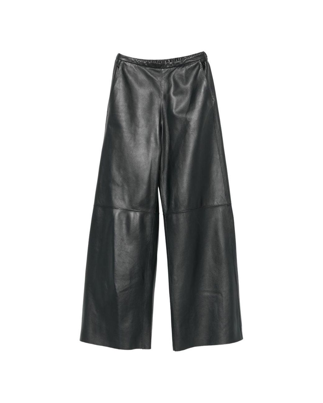 Forte_forte Gray Leather High-Waisted Trousers