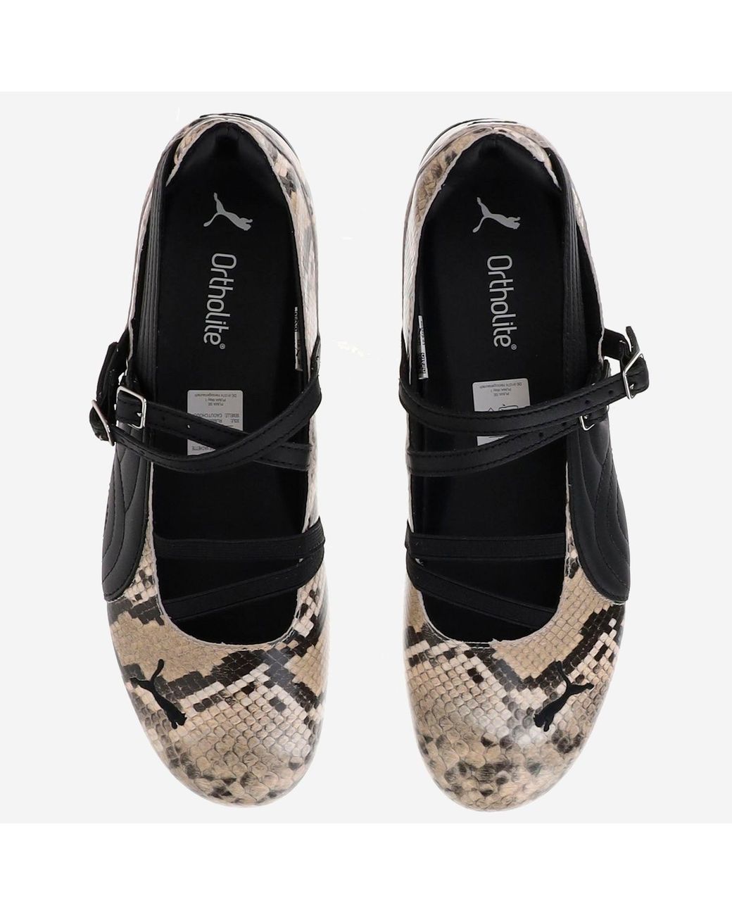 PUMA Black Ballet Flats Speedcat Animal Print Leather And Fabric