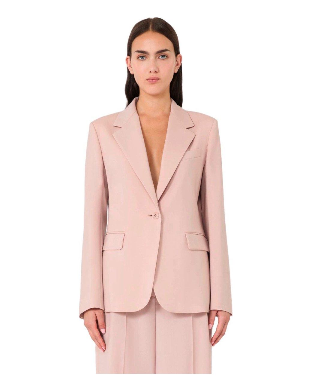 Weekend by Maxmara Lamine Single-Breasted Blazer in Pink | Lyst