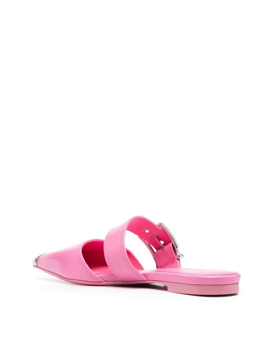 McQueen Pink Buckled Leather Mules