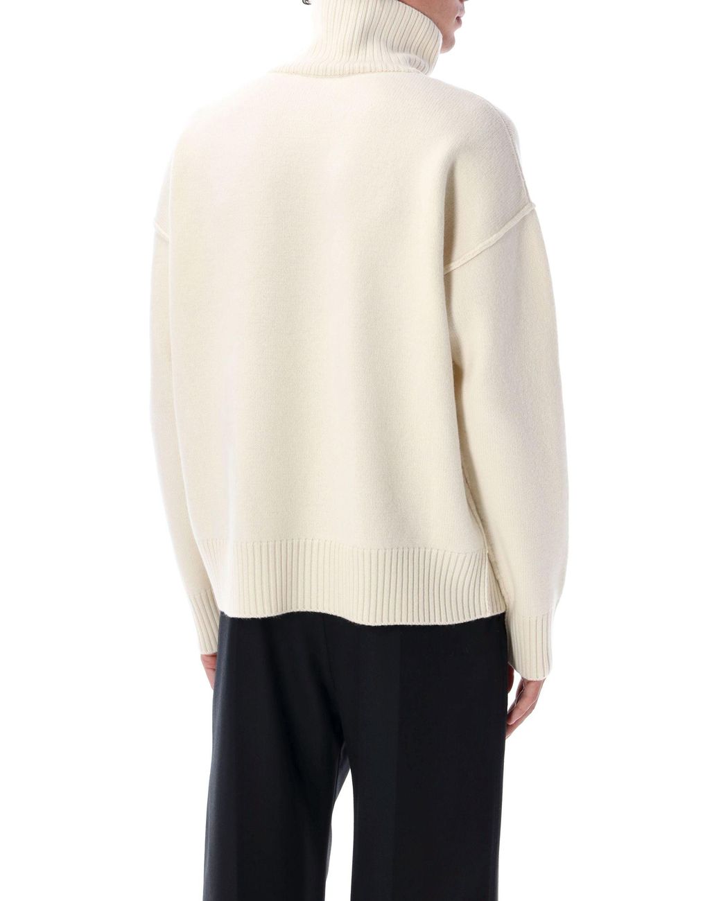 AMI White Wool De Coeur Turtleneck for men