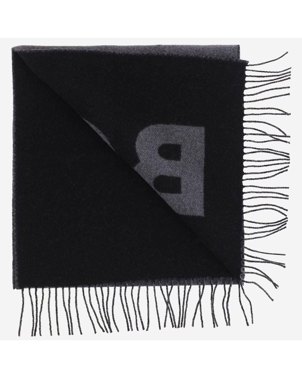 Boss Black Wool Scarf With Logo