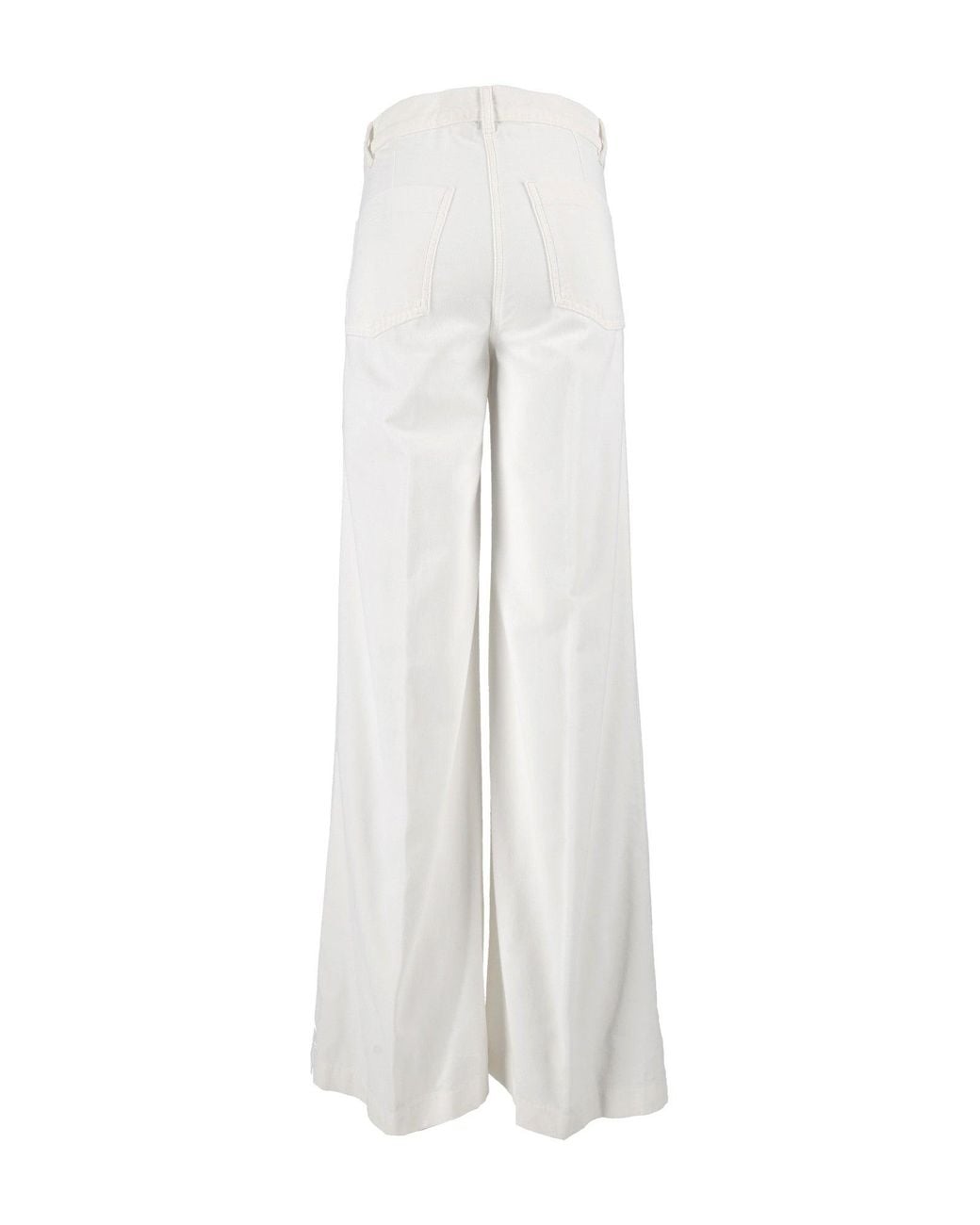 Aspesi White High-Waist Minimalist Wide-Leg Pants