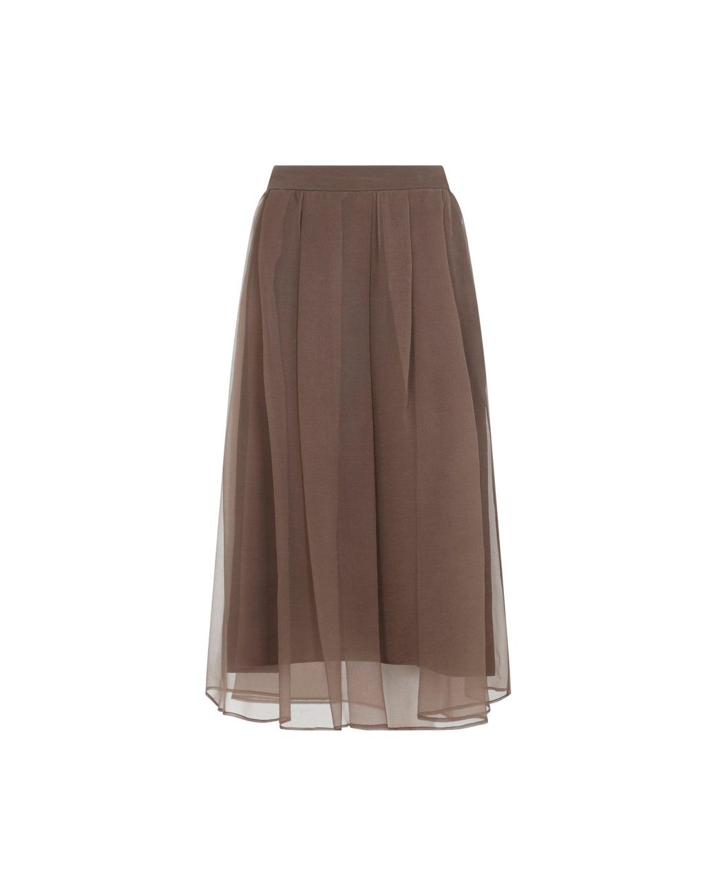 Brunello Cucinelli Brown Sigaro Midi Voile Skirt