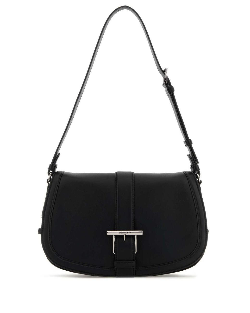 McQueen Black Leather Large Satchel Crossbody Bag