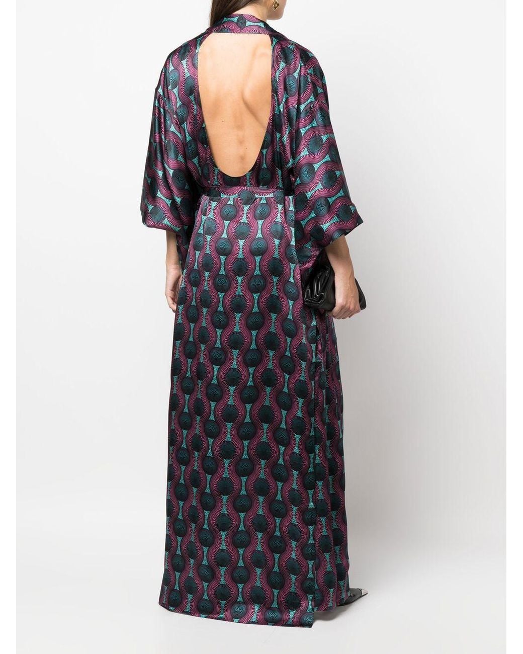OZWALD BOATENG Blue Printed Silk Kimono Dress for men