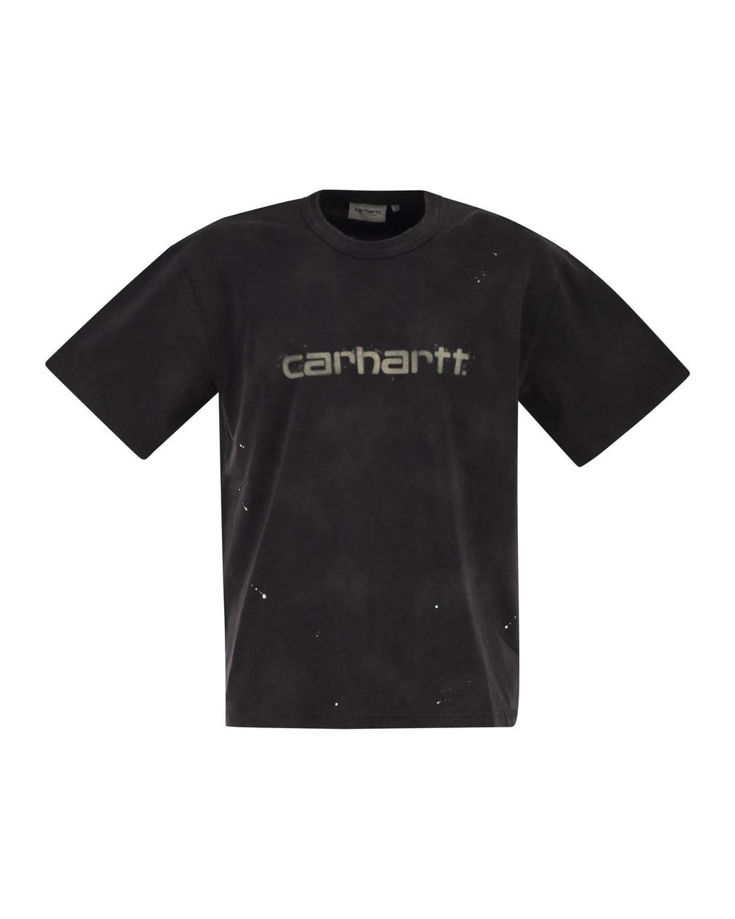 Carhartt Black Organic Cotton T-Shirt With Spray Effect Logo