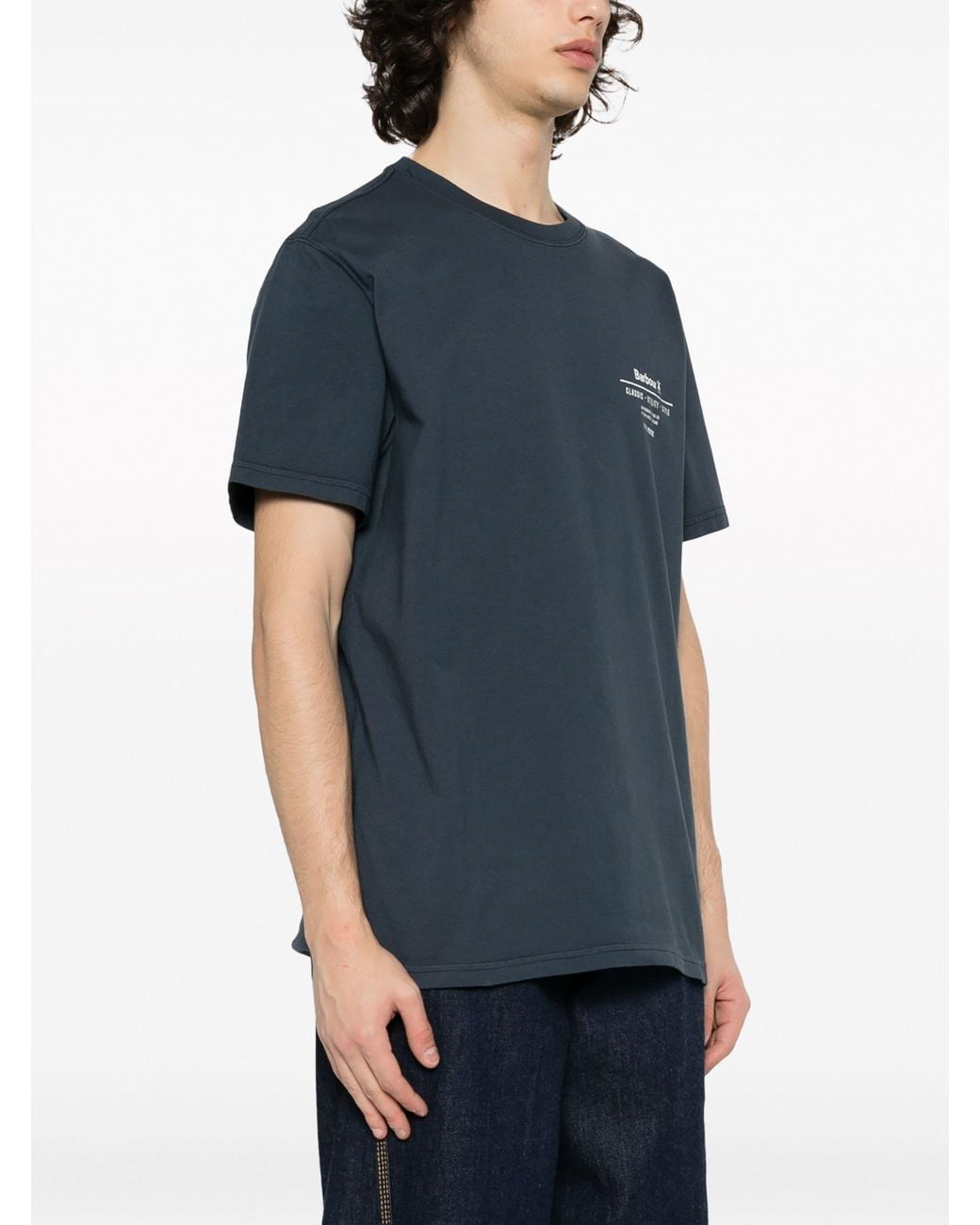 Barbour Blue Logo-Print Cotton T-Shirt for men