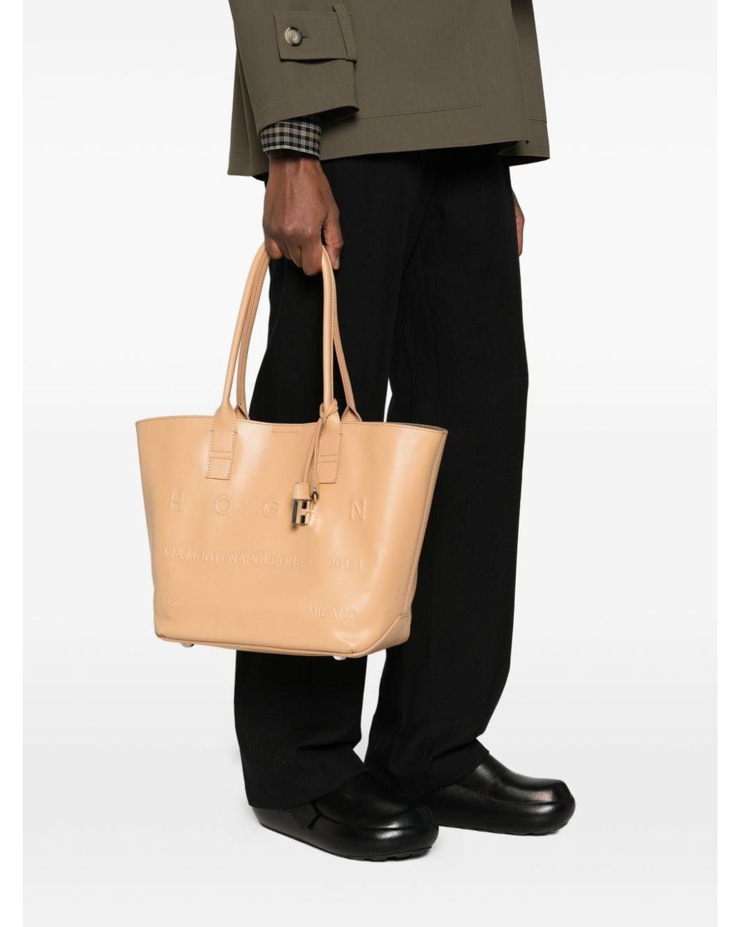 Hogan Natural Small Leather Tote Bag