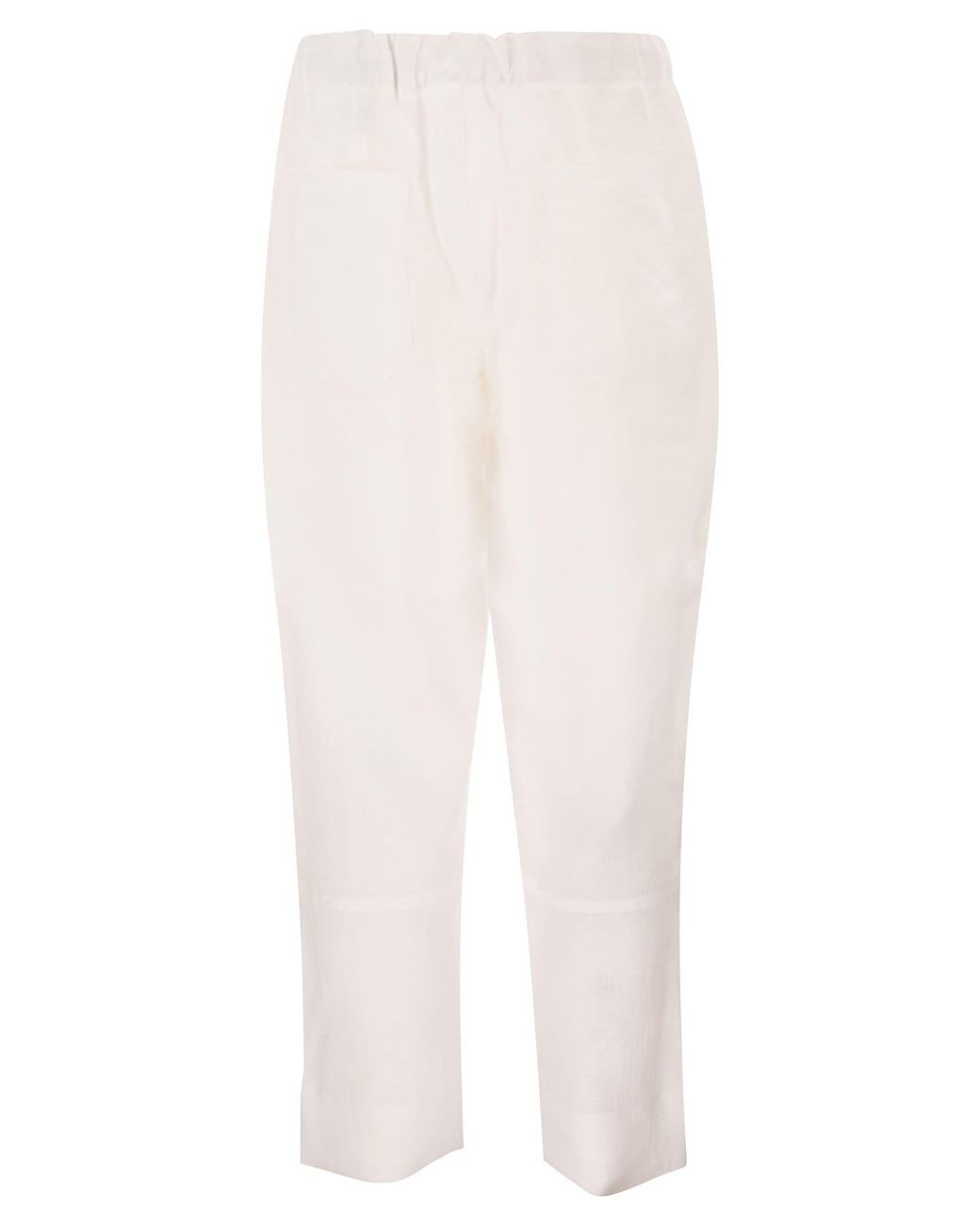 Kiton White Tailored Linen Drawstring Trousers for men