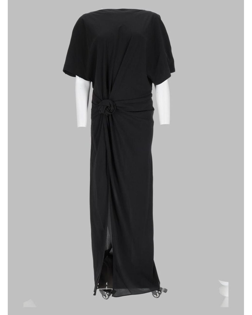 ROTATE BIRGER CHRISTENSEN Black Draped Maxi Dress With Waist Tie